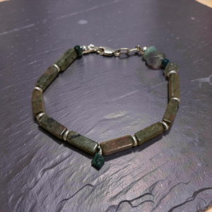 Home pulsera piedra flor y plata